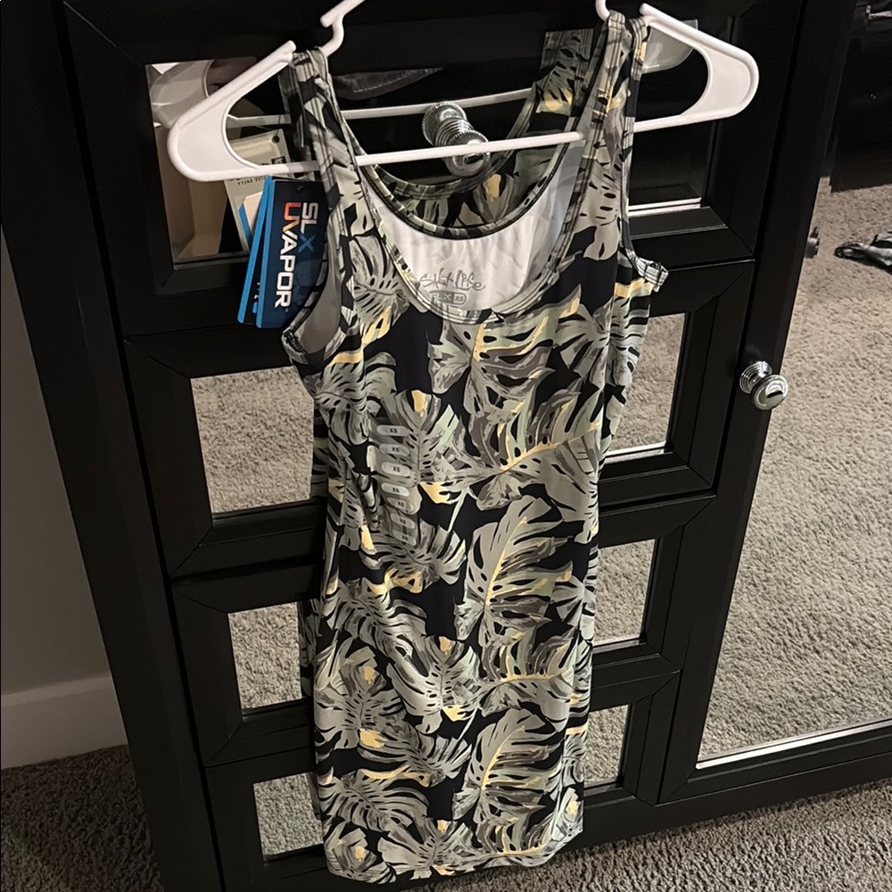 Salt life Ebony SLX Performance Uvapor Leaf Print Sleeveless dress XS
